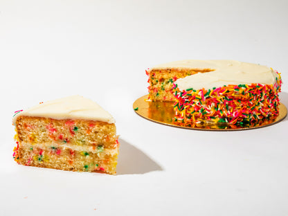 confetti birthday cake slices
