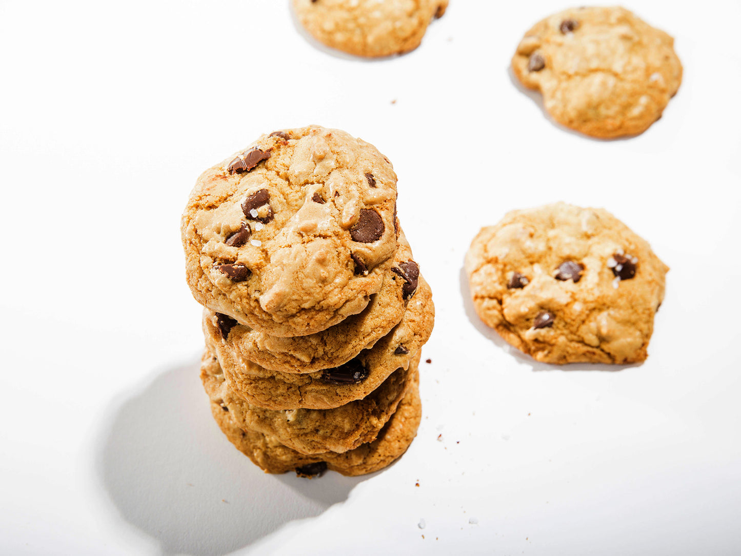stack of salted chocolate chip cookies